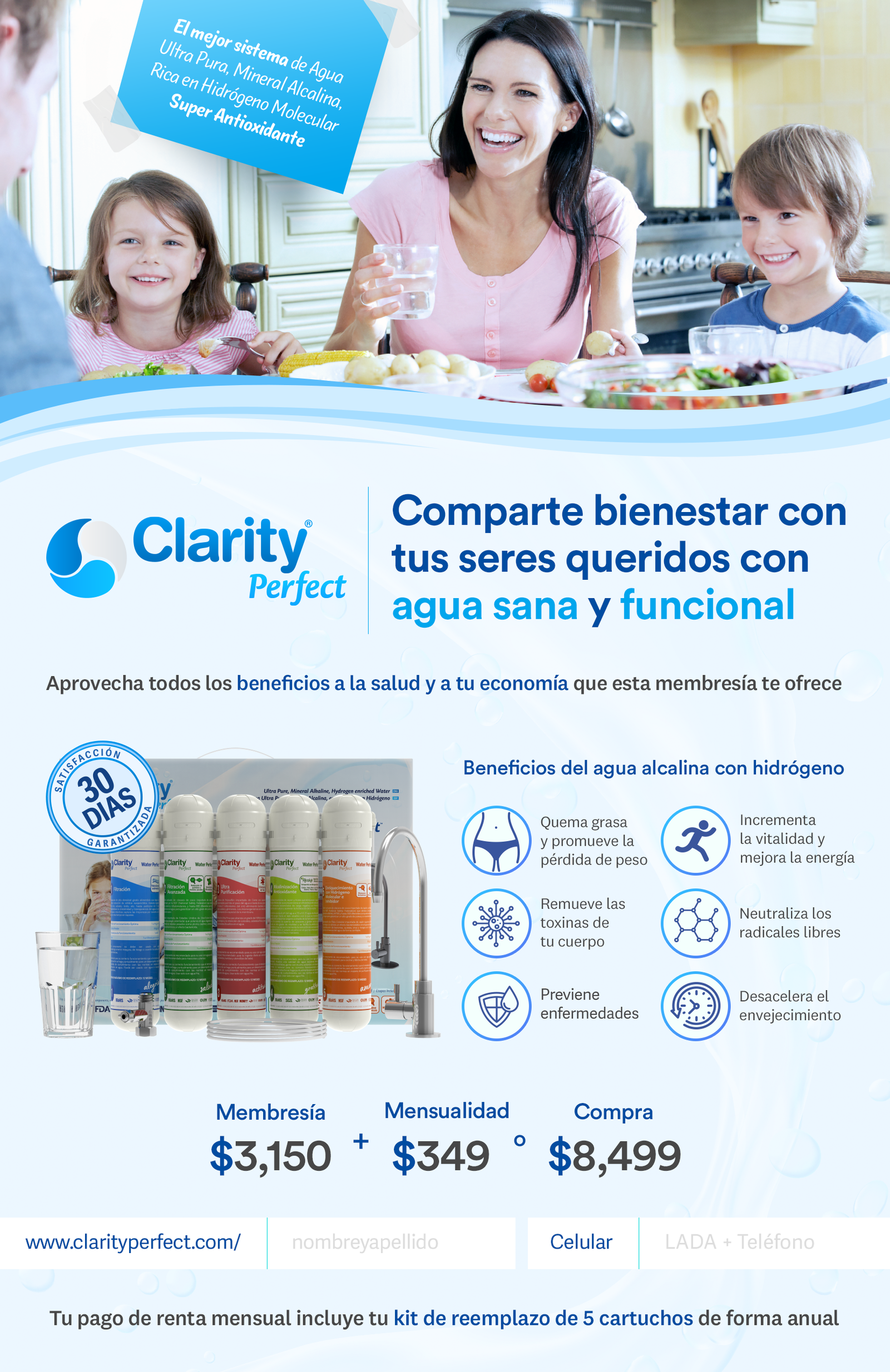 Hidratate con agua premium alcalina e ilimitada