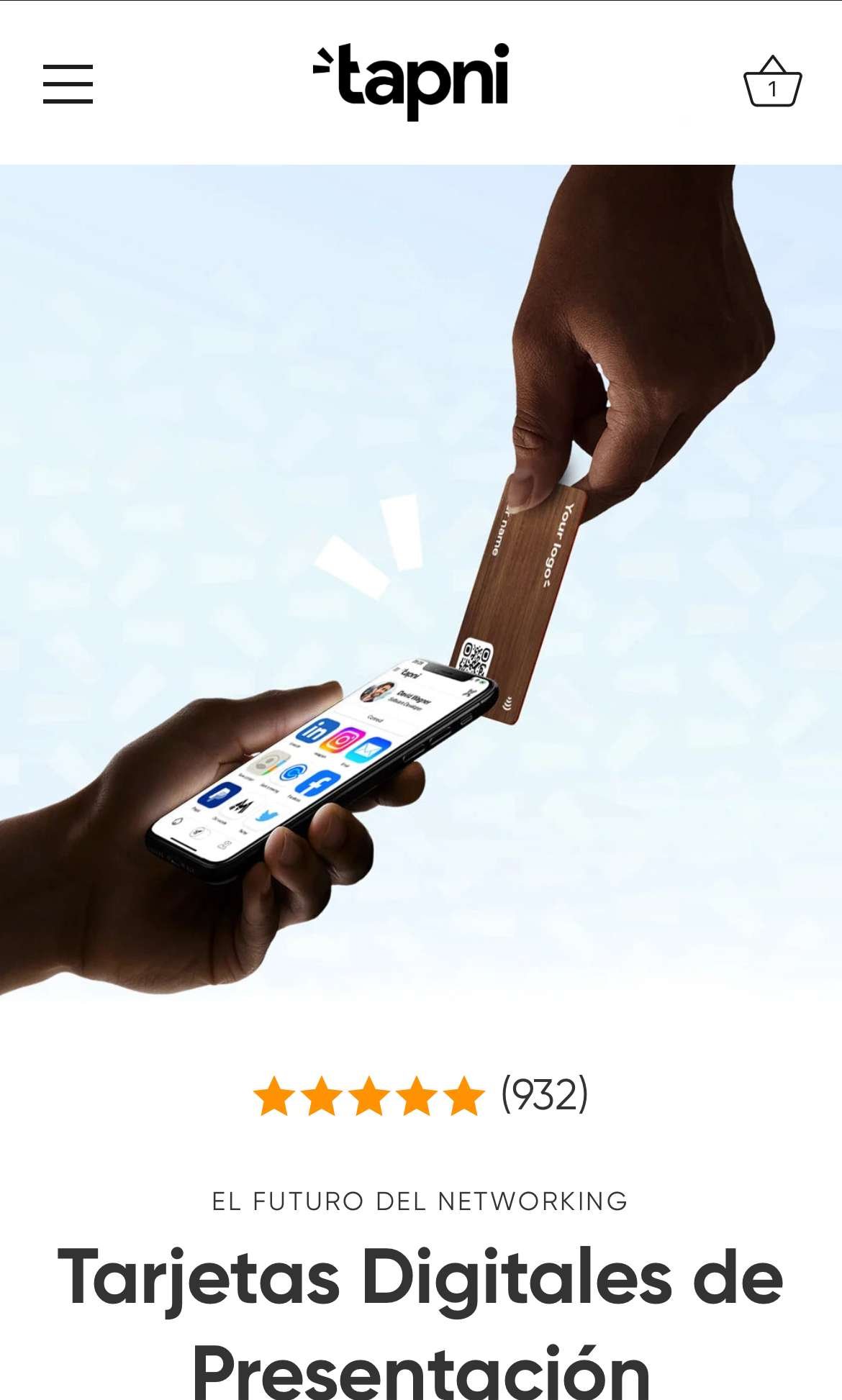 Tarjeta digital presentación TAPNI personalizable