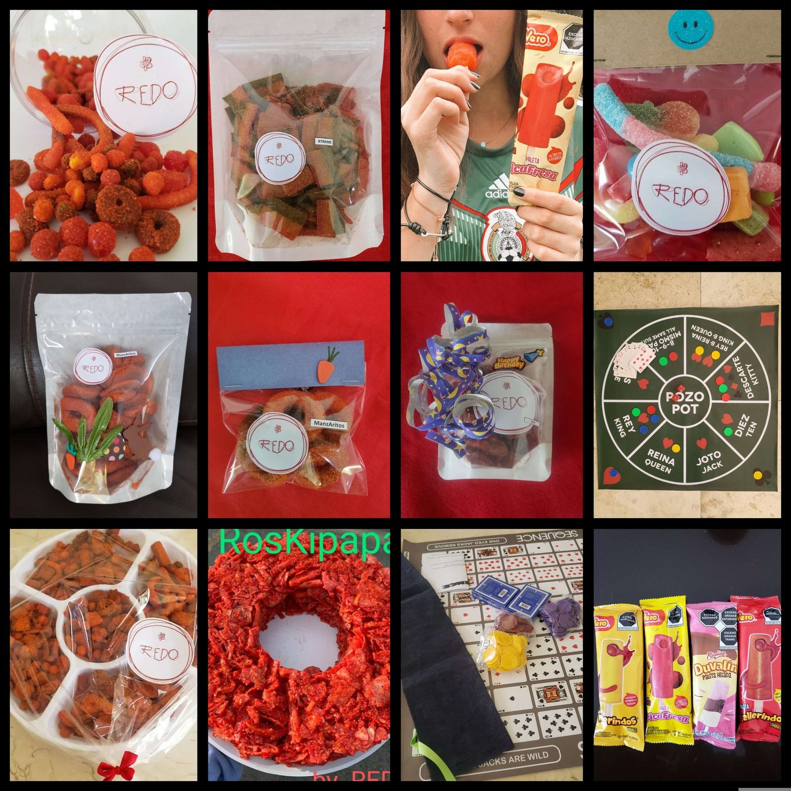 Gomitas enchiladas “REDO”. Juegos de mesa GIGANTES, Helados